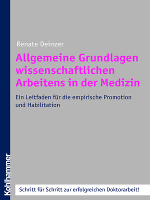cover image of Allgemeine Grundlagen wissenschaftlichen Arbeitens in der Medizin